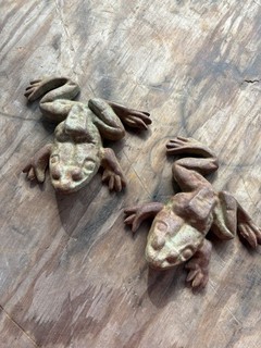 A Pair of Vintage/Antique Cast Iron Decor Frogs. Great Condition Great Patina