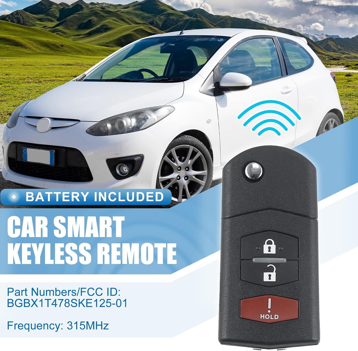 X AUTOHAUX 3 Button Flip Car Keyless Entry Remote Control Replacement Black 