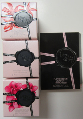 Viktor & Rolf 4 Pc Flowerbomb EDP Mini Sample Set Tiger Lily Ruby Orchid Midnigh