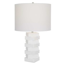 My Swanky Home! Lennox Cove White Geometric Table Lamp