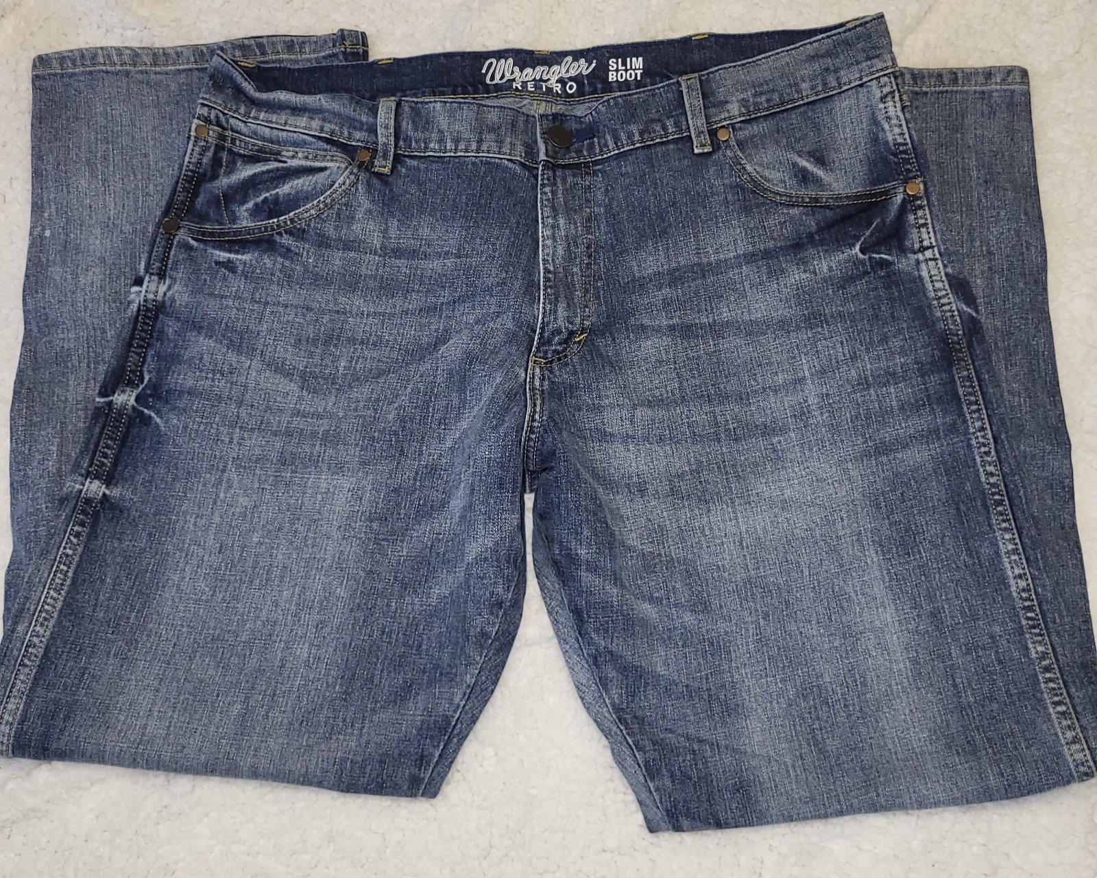 Mens 38x32 Blue Stretch Western