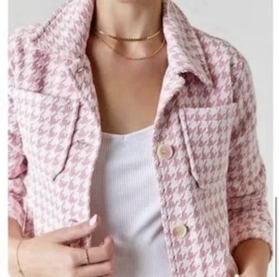 Bonita Jacket Stood Chic Pink and White Size Small
