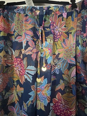 Bleu Rod Beattie Ruffle Floral Sheer Pants Let The Sun Shine In Sz Large EUC