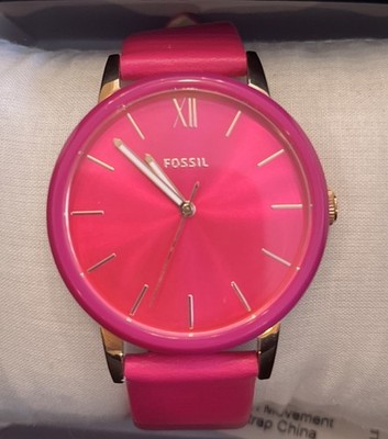 Fossil BQ3589 Hot Pink Leather Watch