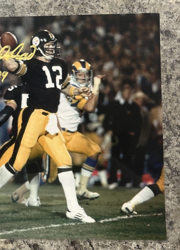 Foto firmada por Terry Bradshaw 8x10 Pittsburgh Steelers HOF inscripción firmada a mano Foto 3 de 4
