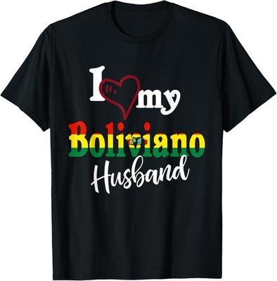 Camiseta De Bolivia I Love My Boliviano Husband Bolivia Flag T-Shirt