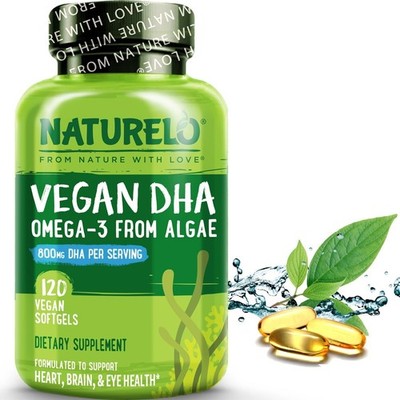 Official Naturelo Vegan DHA Omega 3 From Algae 120 Vegan Softgels
