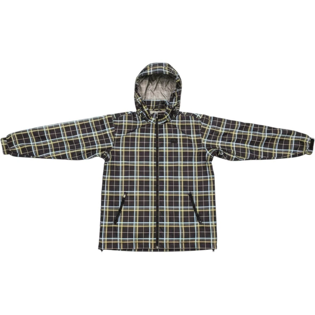 Quiksilver Windbreaker Jacket Mens Large Black Plaid Hooded Full Zip Excellent - product detail image 1