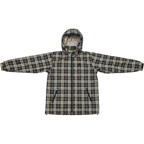 Quiksilver Windbreaker Jacket Mens Large Black Plaid Hooded Full Zip Excellent - product listing photo