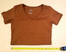 Two Shein Tee Stretch Color Mocca Brown Coffee Color Size XS 