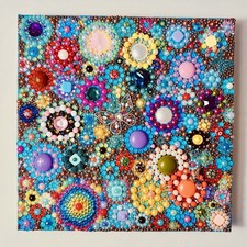   Be The Light  Shine On  Flower Meadow Mixed Media Rhinestone Butterflies OOAK