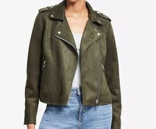 NWT The Loft Faux Suede Moto Jacket Small Dar...