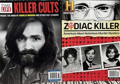 Serial Killer Cult Magazine Lot 2 Charles Manson Zodiac History Time Life EUC