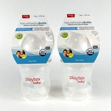 Playtex Baby Natural Feeding Bottle 9oz Medium Flow Anti Colic 2 Pack White