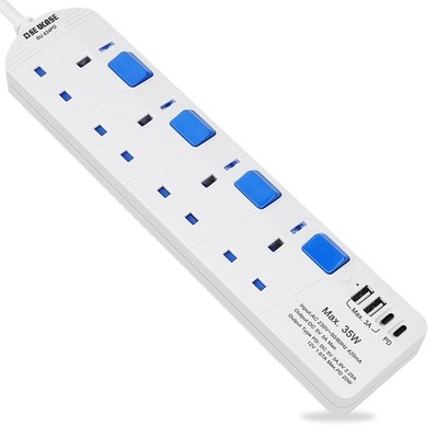 SE UKASE Verlängerungskabel mit USB-C PD Anschluss, Schnellladen, 4 Wege Stecker SU 834PD 