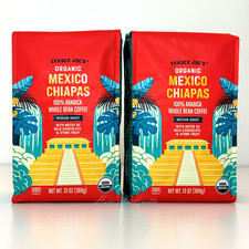 2 X Trader Joe's Organic Mexico Chiapas Coffee 100% Arabica Whole Bean 13 Oz Ea