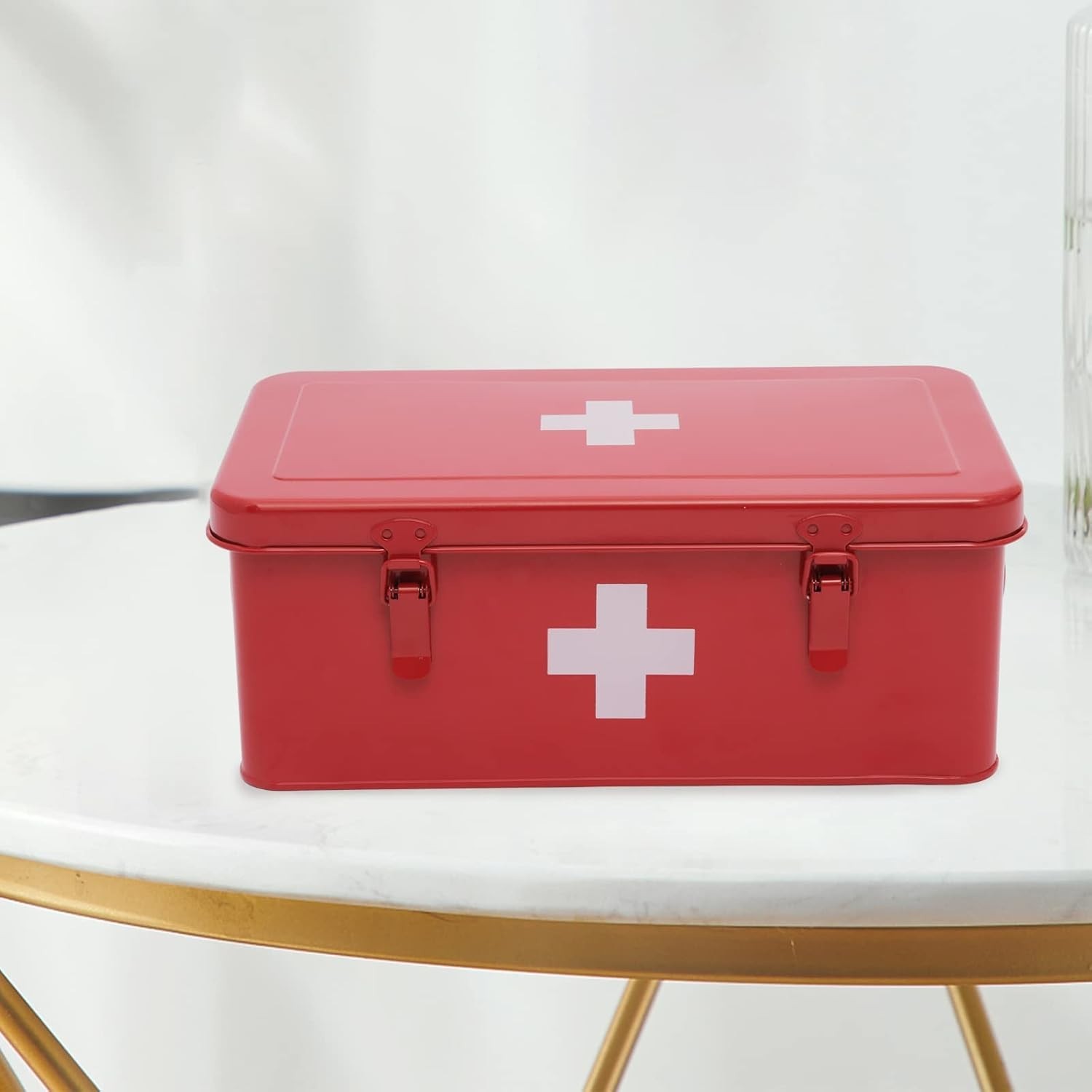 First Aid Medicine Box, First Aid Kit Supplies Bin, Metal Medicine Storage Tin,