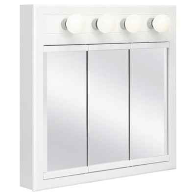 Concord Medicine Cabinet, 3 Mirrored Doors, Pre-Assembled, Surface Mount, 4 L...
