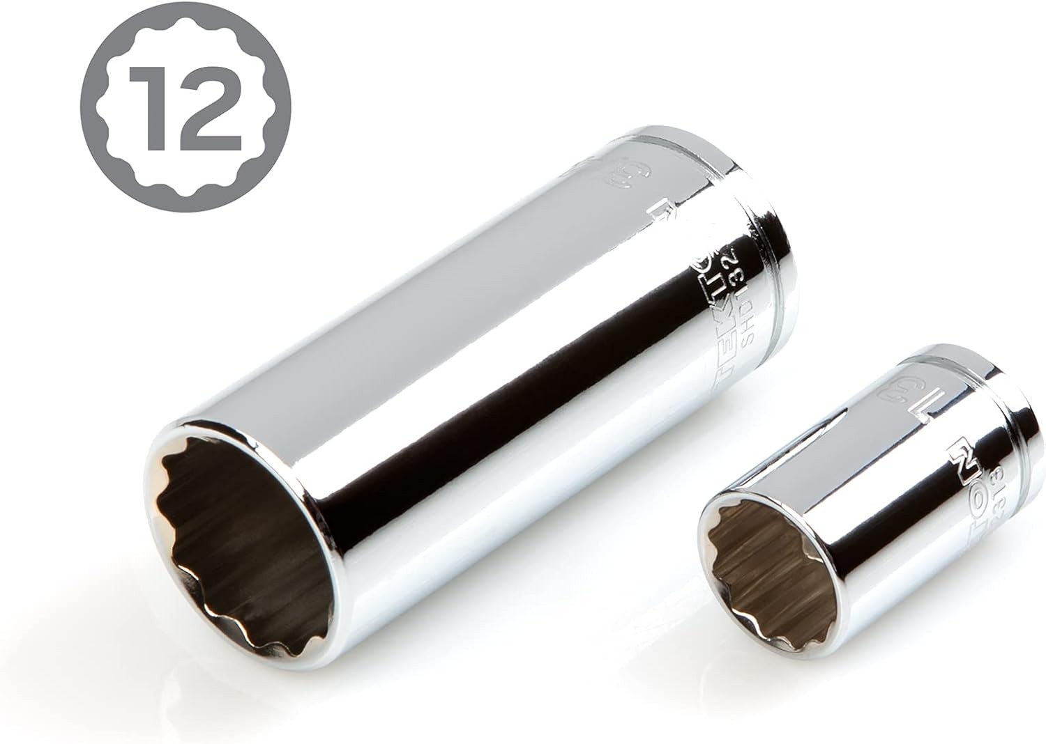 TEKTON 3/8 Inch Drive 12-Point Socket and Ratchet Set with Case, 46-Piece (5/16-