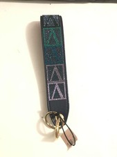 VICTORIA'S SECRET BLUE SHINE V-MONOGRAM  WRISTLET STRAP KEYCHAIN V LOGO NWT