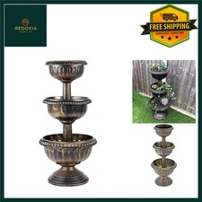 Elegant 3 Tier Planter Outdoor Flower Pots Patio Display Brown