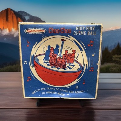 VTG 1970s SUNTOY Choo-Choo Roly-Poly Chime Ball Train Toy IN BOX Sanitoy ~ NOS