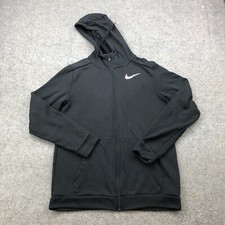 Nike Hoodie Mens Small Black Full Zip Running Fleece Jacket Dri Fit 