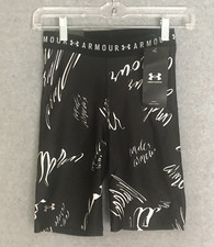 NEW Under Armour High Rise Compression Bike Shorts Womens XS Gym Black MSRP 35