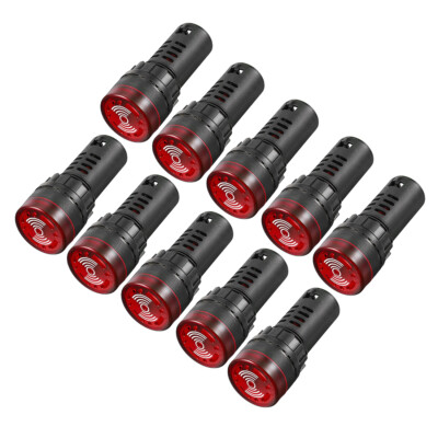 10stk. Anzeige AC/DC 24V Paneel Indicator Blinkender Alarm auf Summer, LED Rot