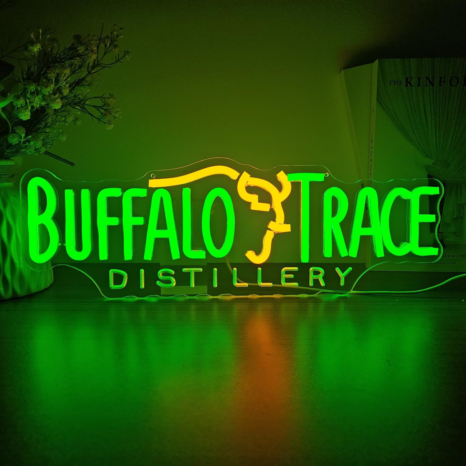 Buffalo Neon Sign Trace Distillery Whiskey Neon Lights for Bedroom Home Business