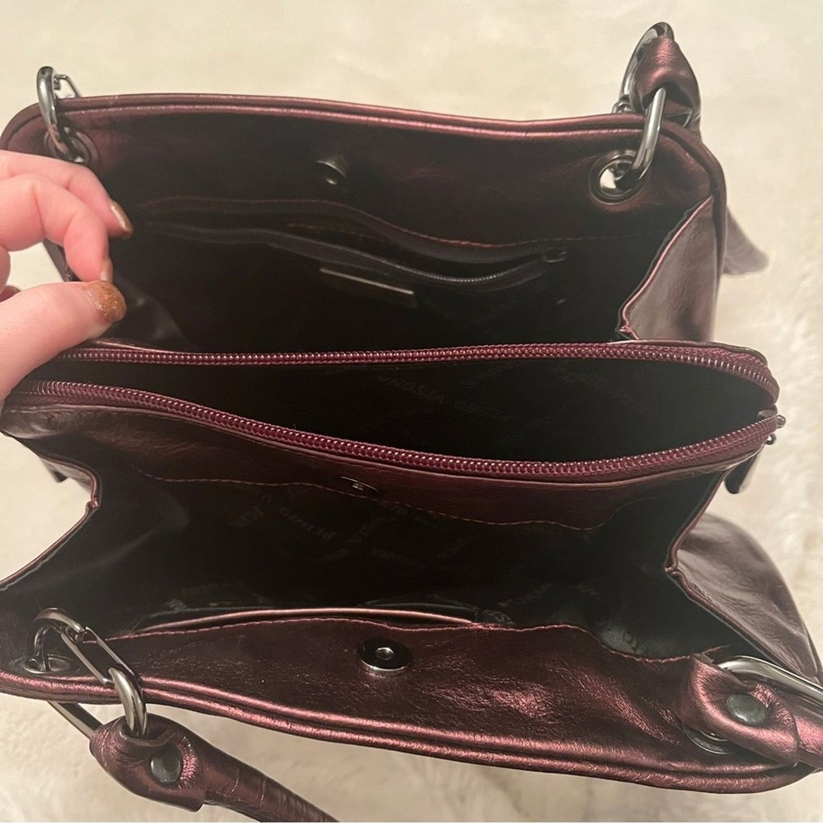 Y2K Vintage Plinio Visona Metallic Leather Shoulder Bag | eBay