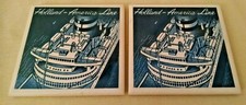 HOLLAND AMERICA LINE CRUISE SHIP TRIVET SQUARE HOT PLATE DISH SOUVENIR SET 2.