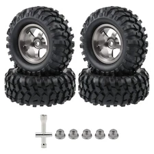 4PCS 12mm Aluminum Wheel Rims and Tires Set with Lock Nuts, OD 96mm Off Road...