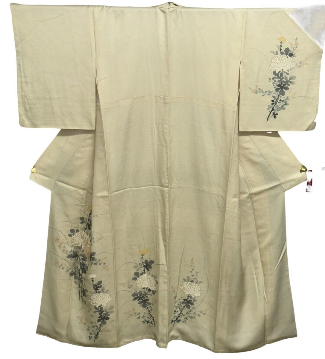 江戸期　極上　染付火入　東さ7-0330① Japanese Vintage Kimono Silk White Flower Expensive