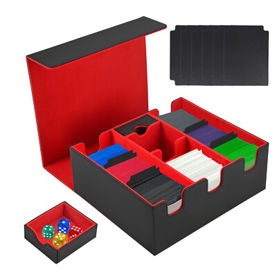 6 IN 1 Trading Card Storage Boxes for 1200+ Cards, Premium Magnetic Deck Boxes