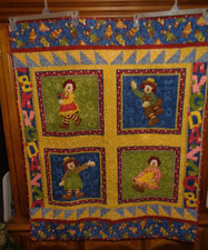 ABC Pals RAGGEDY ANN  ANDY Crib Quilt Blanket Handmade Machine Quilted 47x 38"