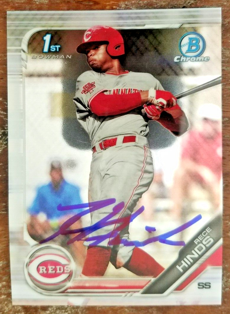 Signed auto autograph Rece Hinds 2019 1st Bowman Chrome Draft BDC-131 RC COA