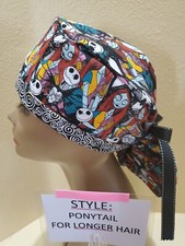 Nightmare Before Christmas packed Women's Ponytail Surgical Scrub Hat/Cap