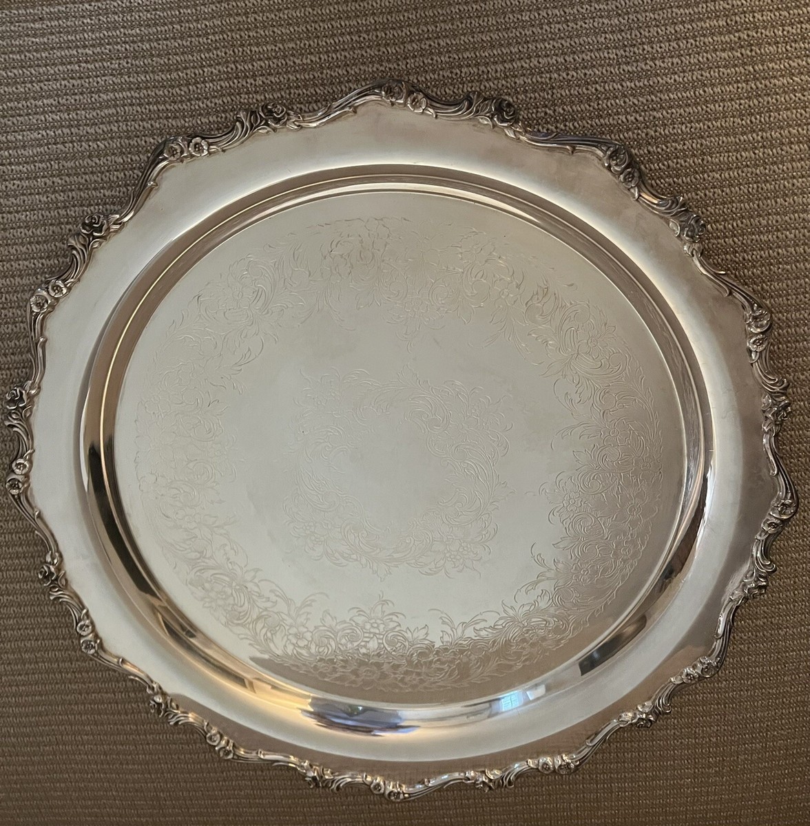 VTG Original Webster Wilcox Round Silver-plated Serving Tray 15