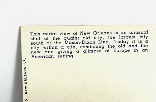 New Orleans LA~Louisiana Aerial Of New Orleans Town Vintage Postcard Unstamped - Picture 3 of 3