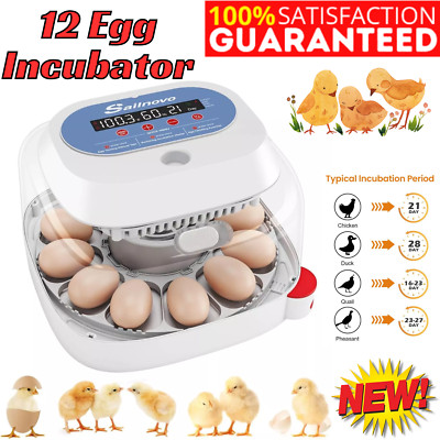 12 Eggs Incubator for Hatching Chick with Automatic Turning & Egg Candler Gift