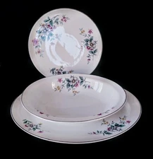3 Pc Set Superior Hall Quality Springtime Cake Plate Serving Bowl Oval Platter