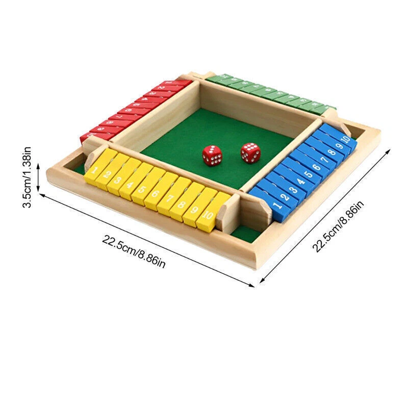 Shut The Box Würfelspiel Aus Holz Klappenspiel Pub Board Gesellschaftsspiel - Bild 3 von 4