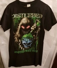 DISTURBED - T-SHIRT -TOXIC GLOW-ANOTHER WAY TO DIE -"S" - HEAVY METAL BAND-1/SD 