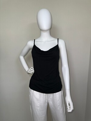 KRISA: NWT, Double Drape Cami, Size - M, Color - Black, MSRP - $99