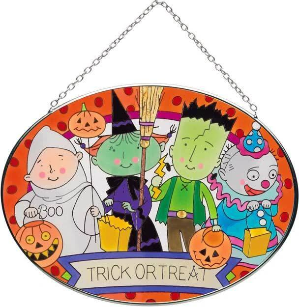 Joan Baker Pintado a Mano Halloween Arte Vidrio Atrapasol MO280-Truco o trato Niños Foto 2 de 2