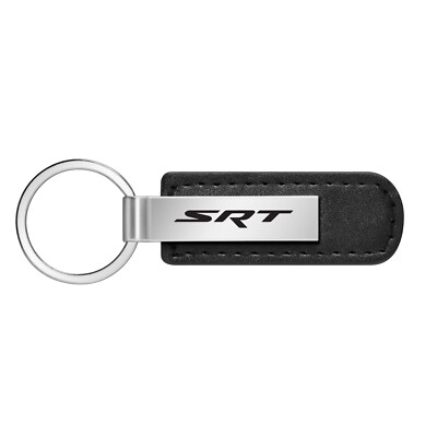 SRT Logo Black Leather Strap Key Chain Key-Ring Dodge Jeep Chrysler Challenger