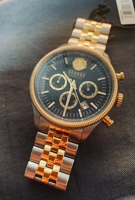VERSUS VERSACE VSP970221 COLONNE TWO-TONE STAINLESS STEEL CHRONOGRAPH WATCH 44MM
