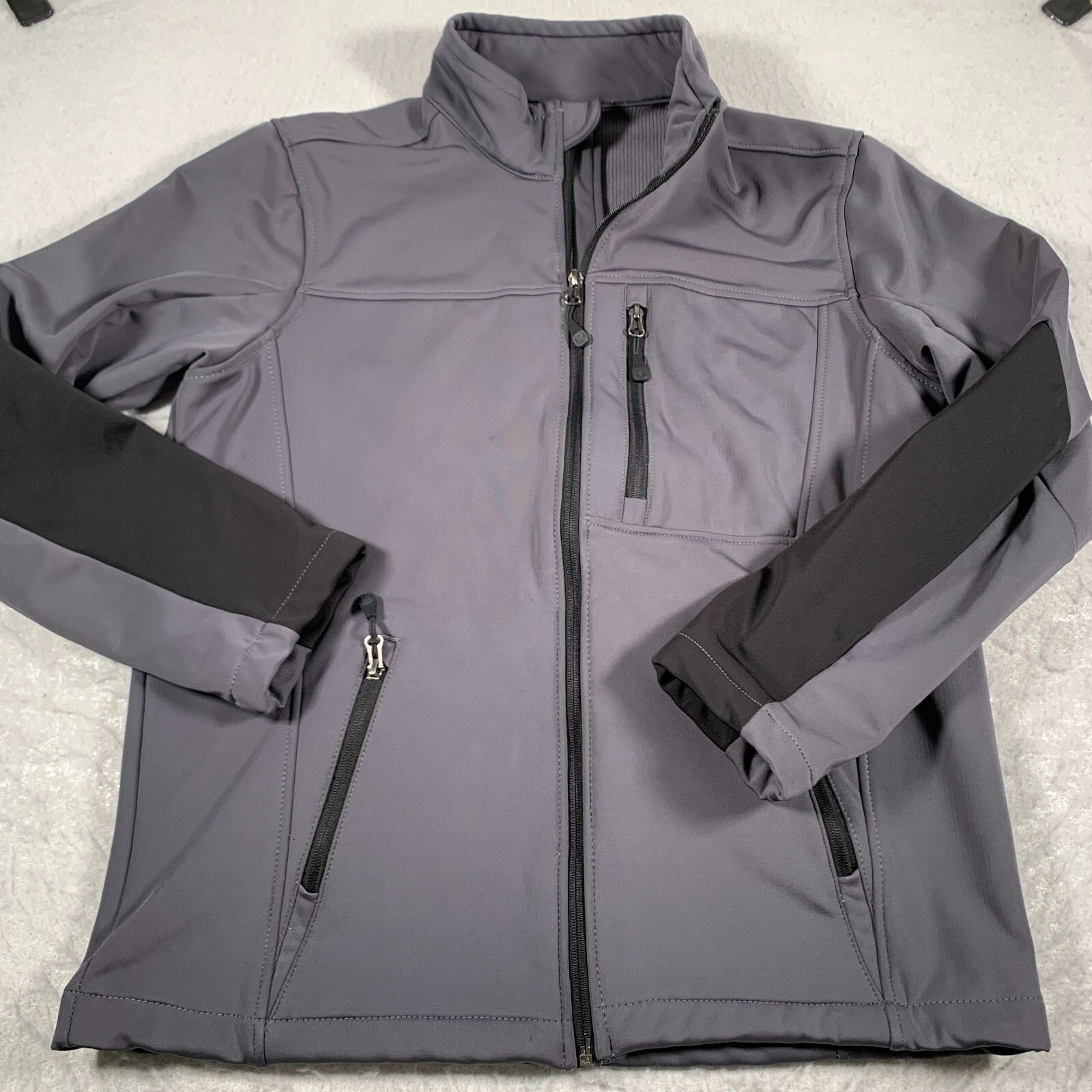 Swisstech Mens Jacket Medium Gray Black Full Zip Stretch eBay