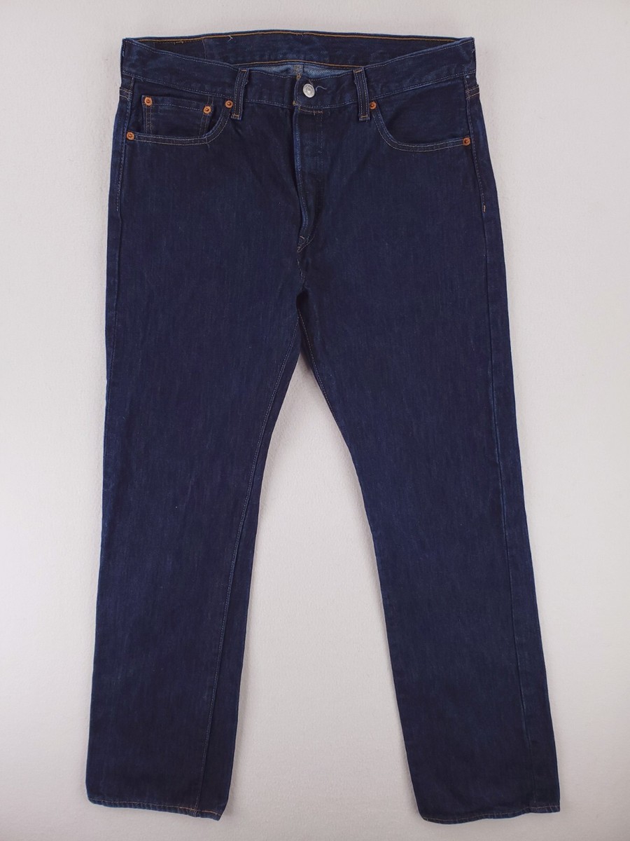 Levis Jeans Mens 34x32 501 Original Straight Button Fly Pants Dark